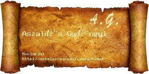 Aszalós Gyöngyi névjegykártya