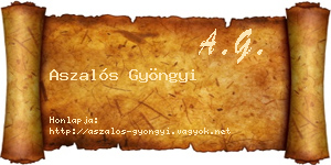 Aszalós Gyöngyi névjegykártya